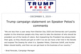 Trump campaign statement on Speaker Pelosi