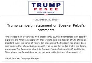 Trump campaign statement on Speaker Pelosi