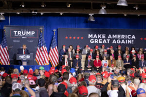 Members of the New Hampshire legislature who have endorsed President Trump joined him on stage.