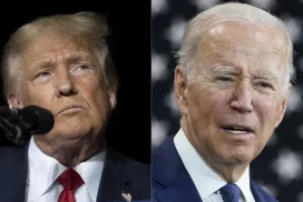 Former President Donald Trump and President Joe Biden. José Luis Villegas/AP